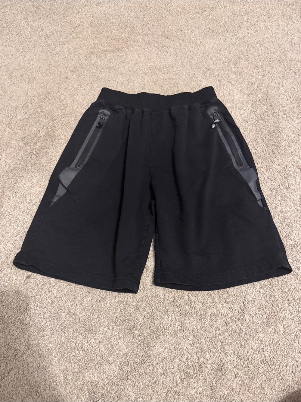 Vogue Black Men's Athletic Shorts with Grey Zip Accents